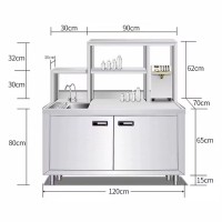 1.2 Meter Bar Counter Of Stainless Steel Customize Wheels Water Sink Faucet Shelf Ice Tank but No Refrigeration