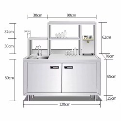 1.2 Meter Bar Counter Of Stainless Steel Customize Wheels Water Sink Faucet Shelf Ice Tank but No Refrigeration